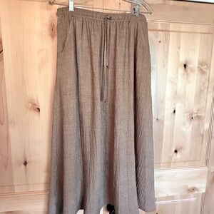 Max Studio Taupe Brown Drawstring Maxi Skirt ~ Size Large